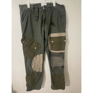 KODY PHILLIPS X MNML LA PATCHWORK STUDDED CARGO PANTS OLIVE GREEN MENS SIZE 31